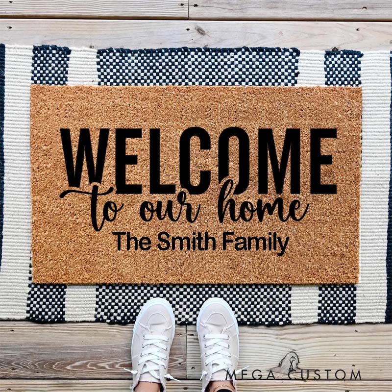Personalized Welcome To Our Home Doormat Custom Coir Welcome Mat Door Mat Housewarming Gifts