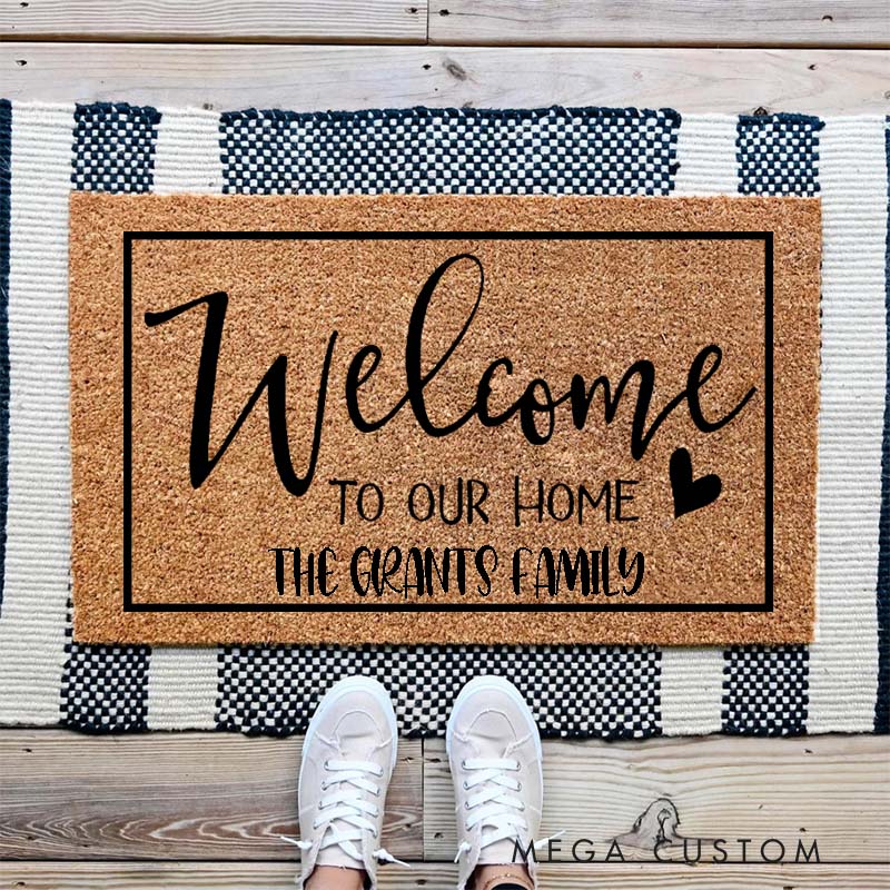 Personalized Welcome to Our Home Doormat Custom Housewarming Wedding Gift