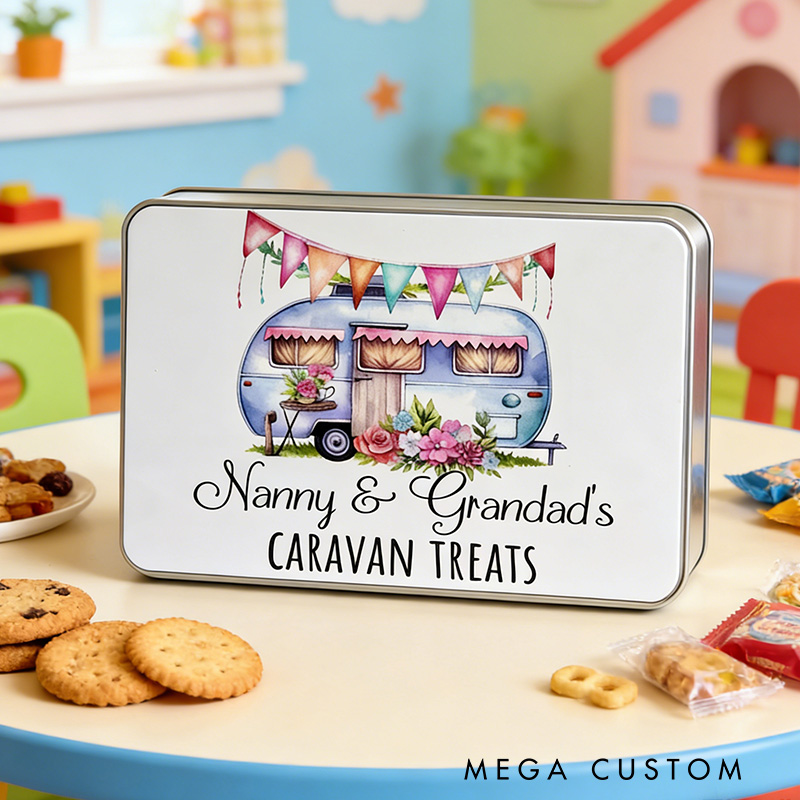 Personalised Treat Tin Caravan Storage Tin Gift for Caravan Fan Caravan Gift for Outdoor Lover