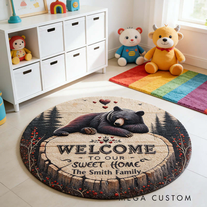 Personalized Welcome To Our Sweet Home Rug Custom Hunting Round Rug with for Family New Home Gifts Housewarming Day Gift