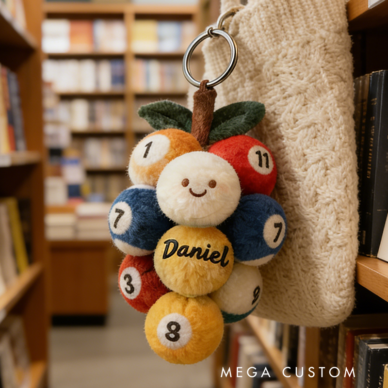 Personalized Billiard Ball Keychain with Custom Name for Pool and Snooker Enthusiasts and Fans