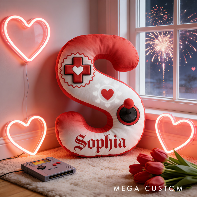 Personalized Love Game Couple Alphabet Shaped Pillow for Game Lovers Valentines Day Gift Plush Pillow Christmas Gift for Couples