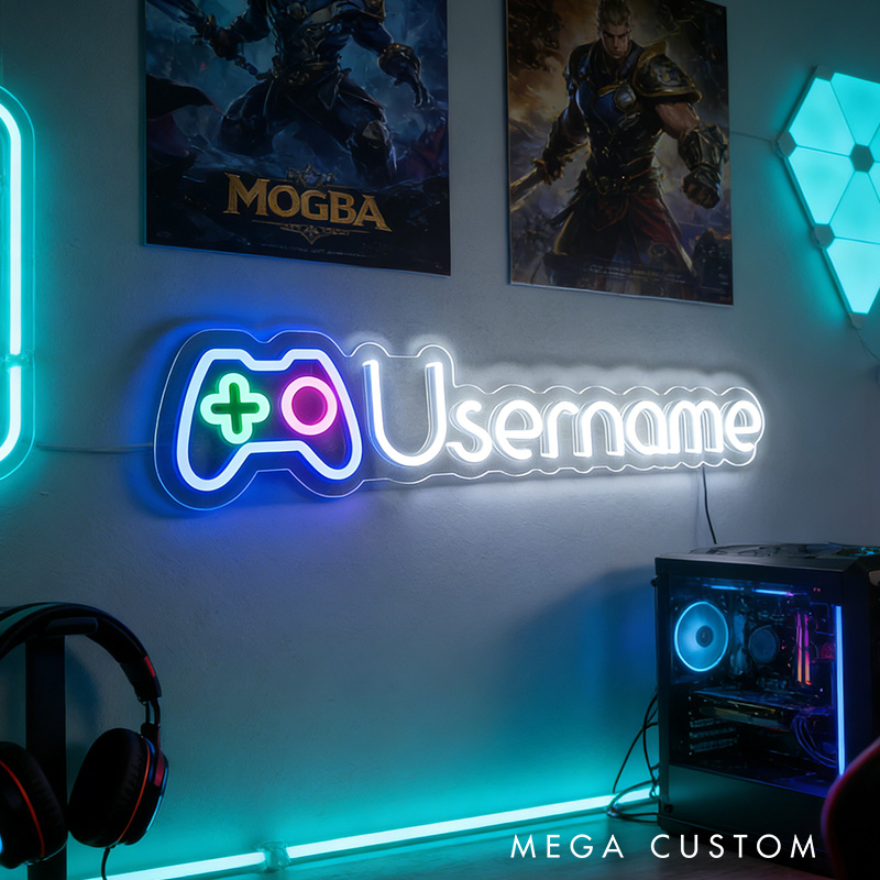 Personalised Custom Gamertag Neon Light Game Tag Neon LED Sign for Streamers and Gamers Decoration Custom Username Neon Sign Gaming Wall Decor