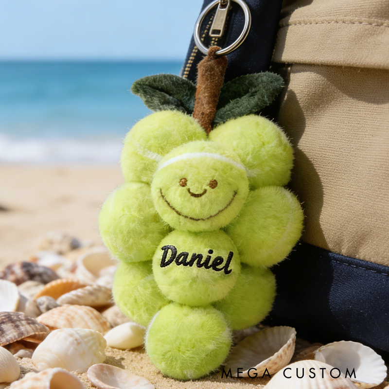 Personalized Tennis Ball Keychain with Custom Name for Sports Enthusiasts