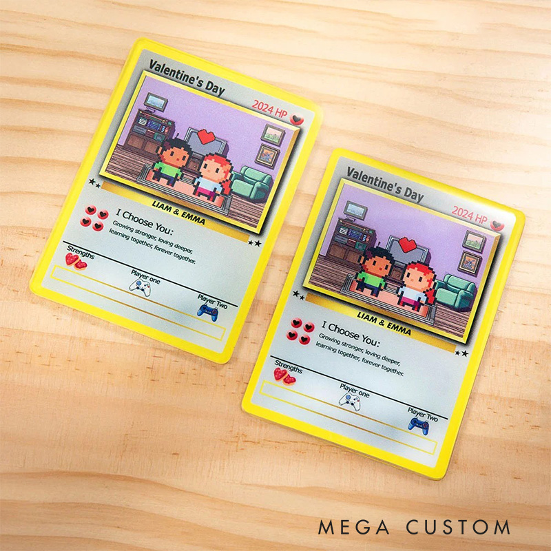 Personalized Cute Pixel Character Classic Game Card with Photo Card Game Collection for Game Lovers Birthday Gift for Kids Couple Family