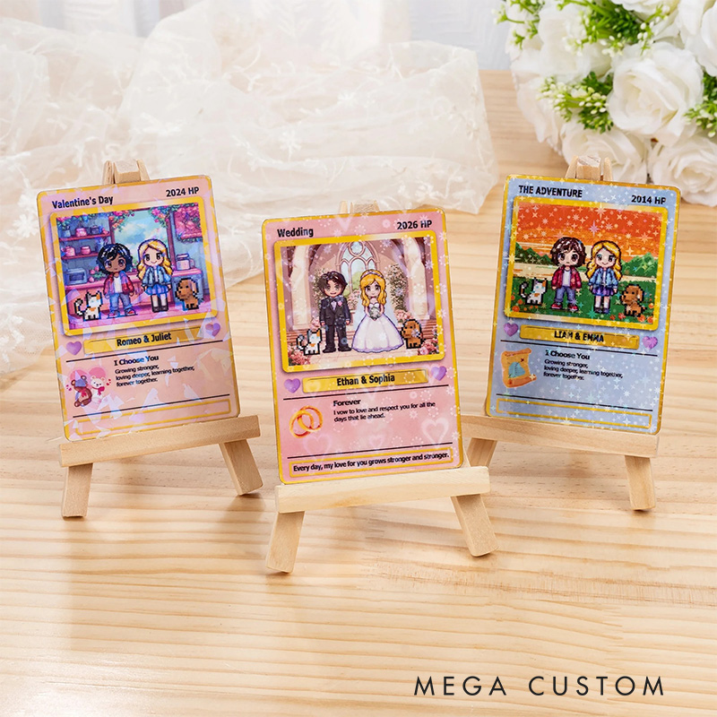 Personalized Cute Pixel Couple Character Classic Game Card with Photo Card Game Collection for Game Lovers Birthday Gift for Couple