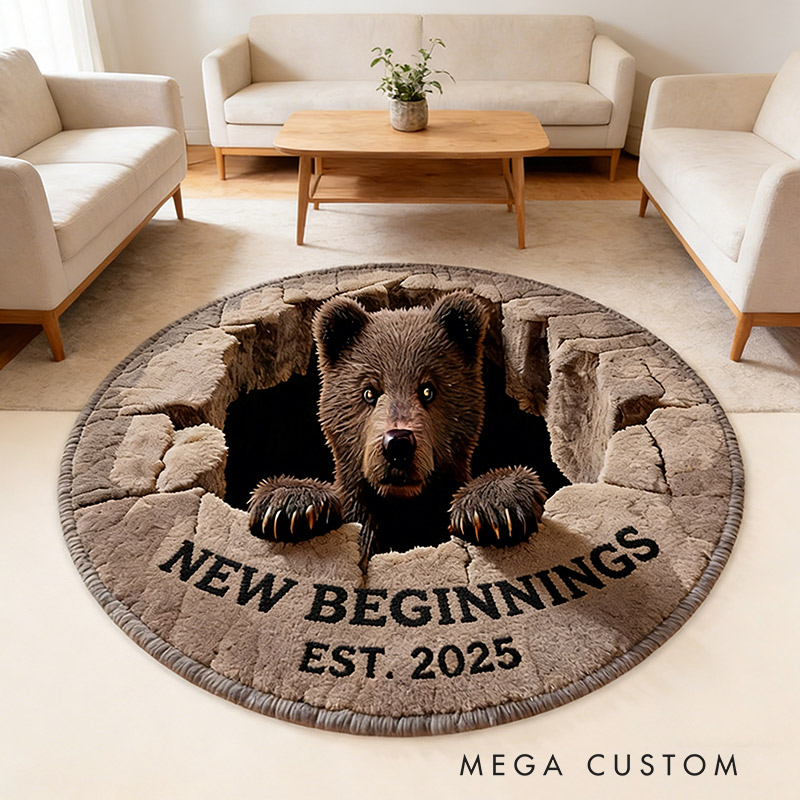 Personalized New Home Rug Custom New Beginnings Rug with Date for Family Housewarming Gift