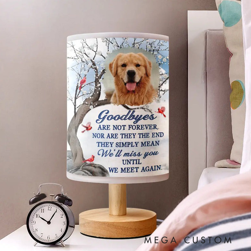 Personalized Cardinal Photo Fabric Table Lamp with Name Goodbye Is Not Forever Memorial Gift for Family