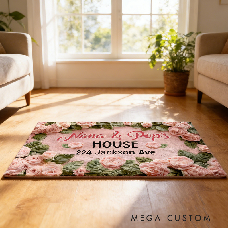 Personalized Welcome Doormat Custom Home Mat with Name for Grandparent Housewarming Gift Valentine's Day Gifts