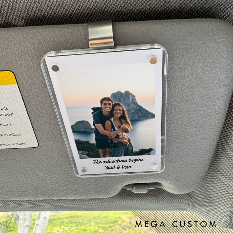 Personalized Couple Photo Car Visor Clip Custom Sun Visor Decoration for Car Outdoor Couple Souvenir Gifts Unique Car Accessories
