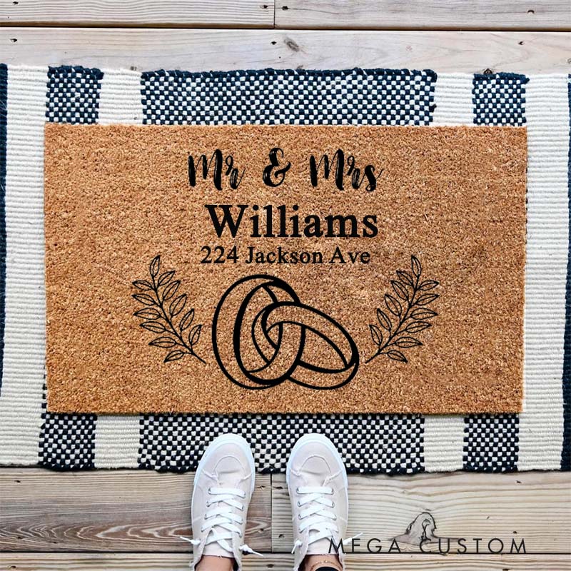 Personalized Wedding Doormat with Custom Mr. & Mrs Durable Coir Welcome Mat Perfect for Entryway or Gift Idea Housewarming Gifts for Couple