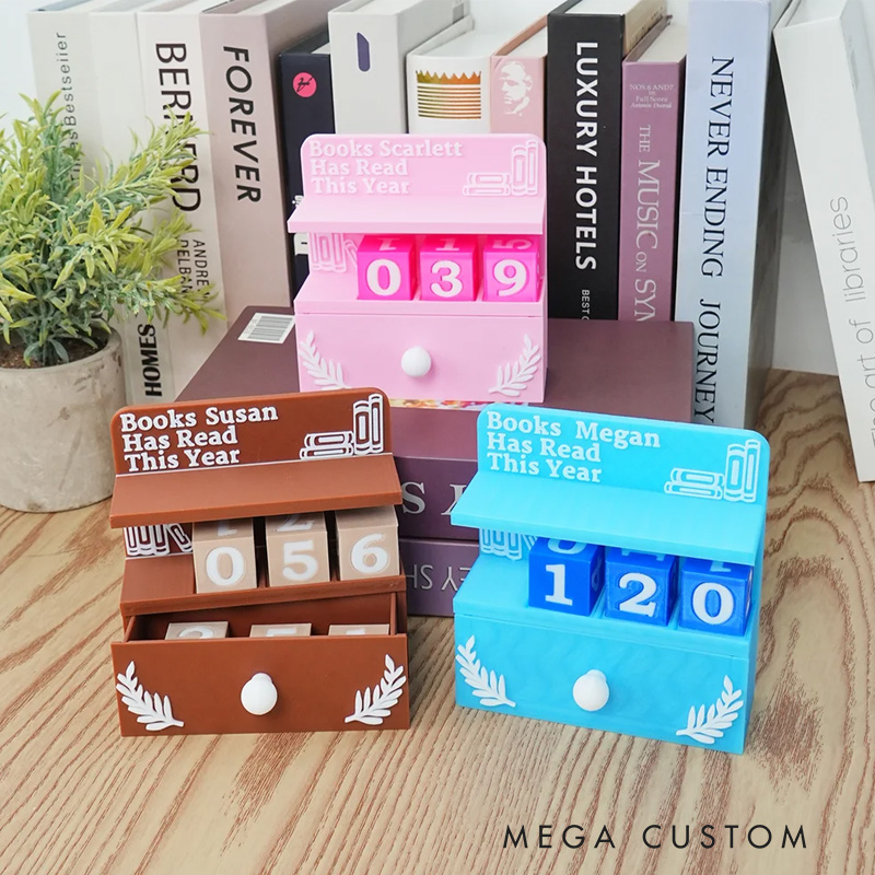 Personalized Miniature Drawer Bookcase Reading Tracking Decoration with Name Bookshelf Decor Birthday Reading Gift for Book Lover Bookworms
