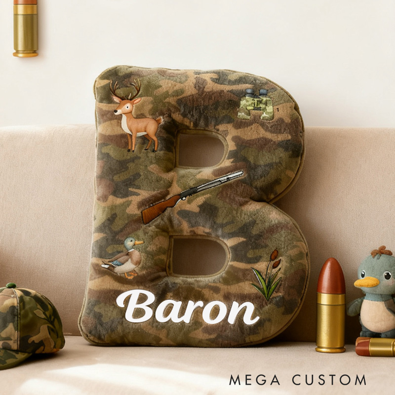Personalized Hunting Kid Pillow Camouflage Hunting Themed Pillow Gifts for Kid Outdoor Hunting Enthusiasts