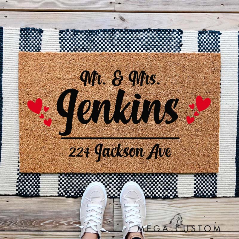 Personalized Couple Doormat Custom Mr and Mrs Doormat Durable Coir Welcome Mat for New Home Entryway Romantic Housewarming Gift for Couples