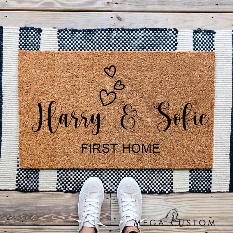Personalized Couple Door Mat Personalised Front Door Mat Custom Printed First Home Couple's Gift First Home