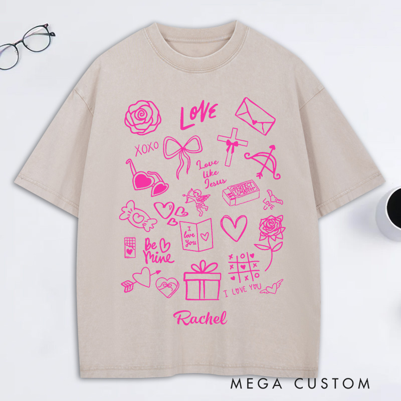 Personalized Love Like Jesus Washed T-Shirt with Name Faith Shirt Religious Gift Valentine's Day Gift for Women and Girls