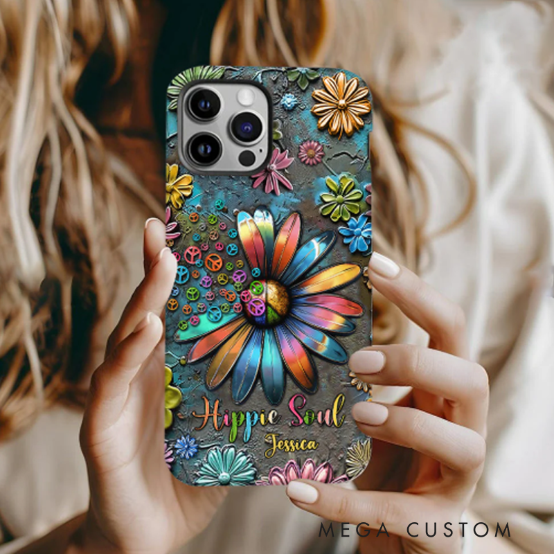 Personalized Hippie Full Print Phone Case Hippie Gifts Colorful Hippie Phone Case Bohemian Phone Case