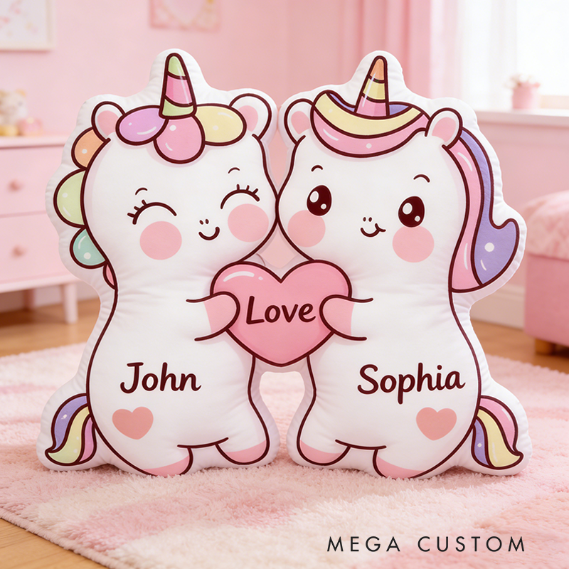 Personalized Valentine's Day Gift Couple Pillow Custom Names Soft Decorative Graphic 3D Print Pillow for Her