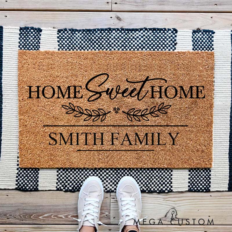 Personalized Home Sweet Home Doormat Custom Family Design Durable Coir Welcome Mat for New Home Entryway Thoughtful Housewarming Gift for Families