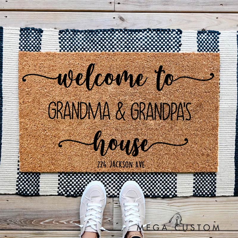 Personalized Welcome Doormat Custom Coir Mat with Name Indoor Outdoor Mat for Grandparent Housewarming New Home Gift 