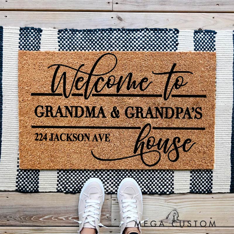 Personalized Welcome Doormat Custom Coir Mat with Name Indoor Outdoor Mat for Grandparent Housewarming New Home Gift 