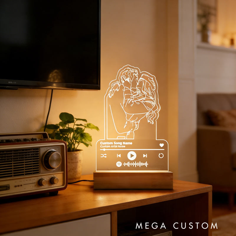 Personalized Night Light Custom Couple Gift, Custom Music Night Light Memorial Photo Music Album Cover Night Light Valentines Day Gifts