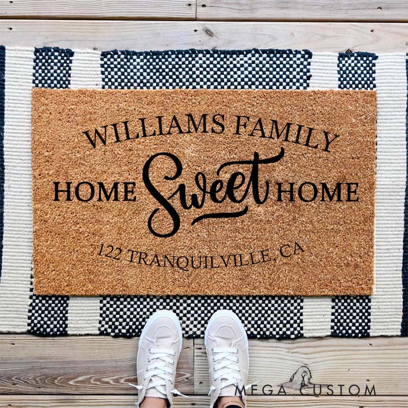 Personalized Home Sweet Home Doormat Custom Family Doormat Durable Coir Welcome Mat for New Home Entryway Perfect Housewarming Gift