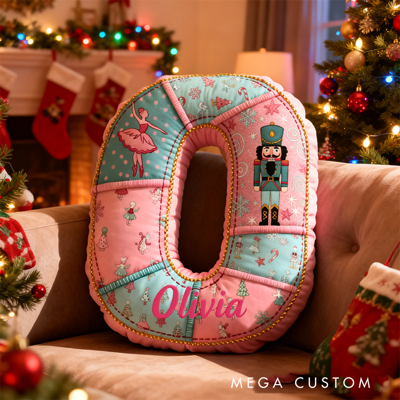 Personalized Graphic 3D Print Nutcracker Ballet Alphabet Shaped Pillow for Dance Lovers Initial Pillow Christmas Gift for Kids
