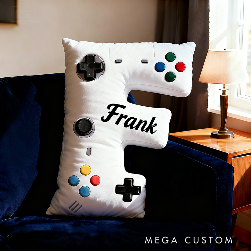 Personalized Graphic 3D Print Controller Alphabet Shaped Pillow for Game Lovers Initial Pillow Christmas Gift for Kids