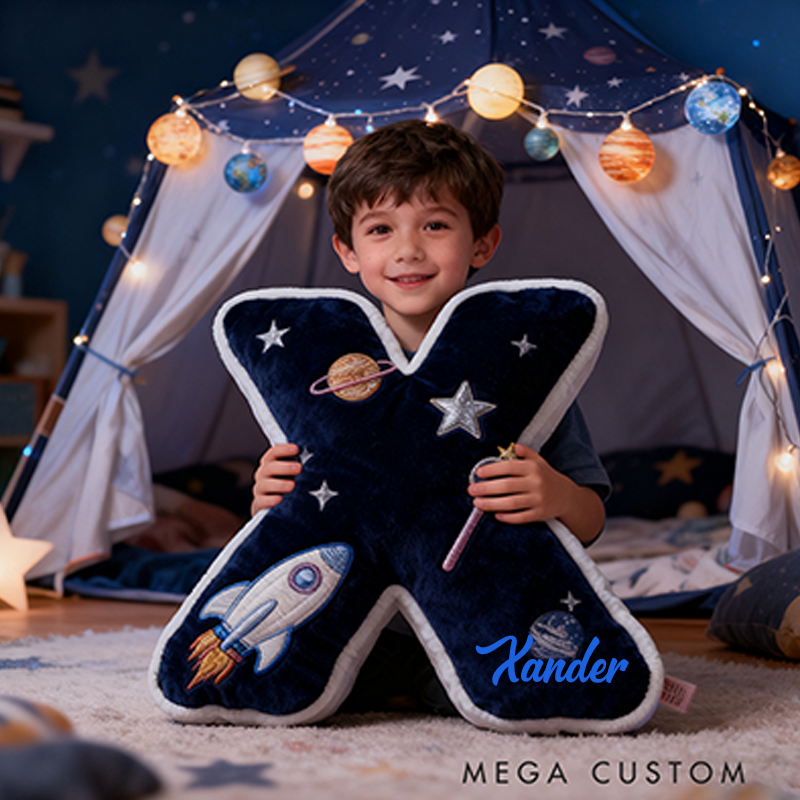Personalized Colorful 26 Letters 3D Print Pillow Cute Adventures Among The Stars And Beyond Gift Custom Pillow Gift for Kids