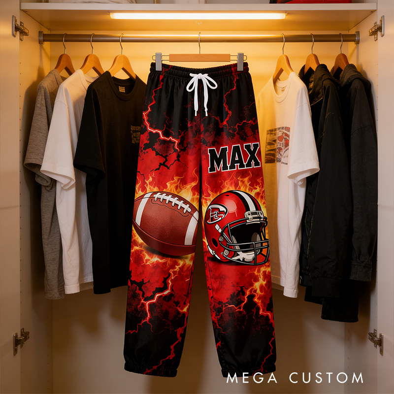 Personalized American Football Lounge Pants with Custom Name Design