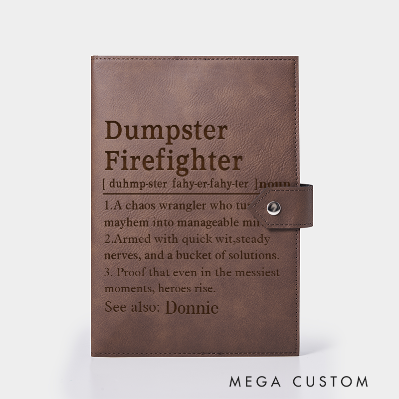 Personalized Firefighter Leather Journal Engraved Firefighter Notebook Custom Name Firefighter Notebook