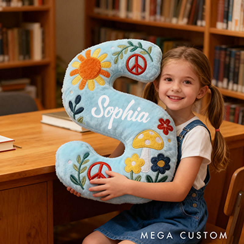 Personalized Colorful 26 Letters Cute Graphic 3D Print Christmas Gift Pillow Beautiful Hippie Letter Custom Hippie Pillow for Kids