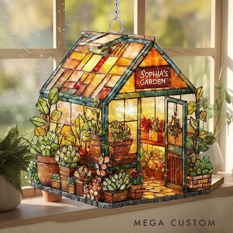 Personalized Greenhouse Faux Acrylic Suncatcher Plant Ornament Gift for Plantaholic Garden Lovers Gift