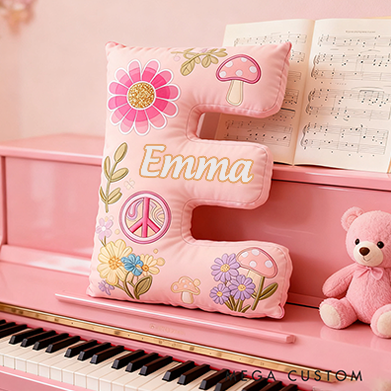 Personalized Colorful 26 Letters Cute Pillow Beautiful Hippie Letter Custom Hippie Pillow for Kids