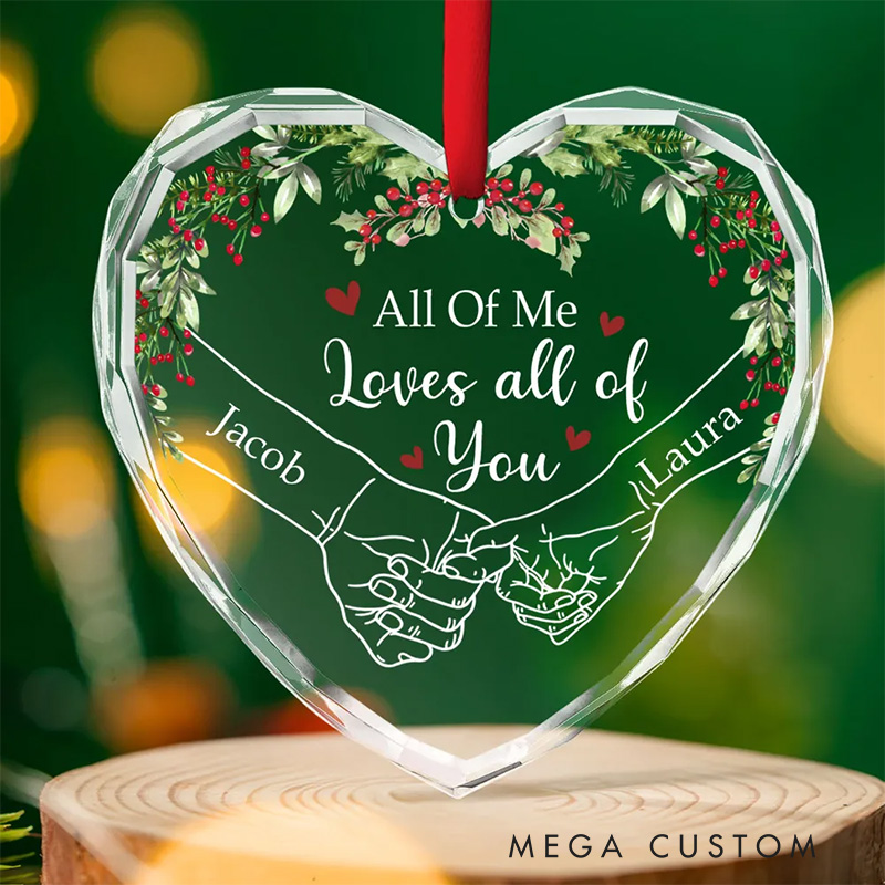 Personalized God Knew My Heart Needed You Couple Heart Christmas Glass Ornament with Custom Names Romantic Holiday Gift Anniversary Gift for Couple