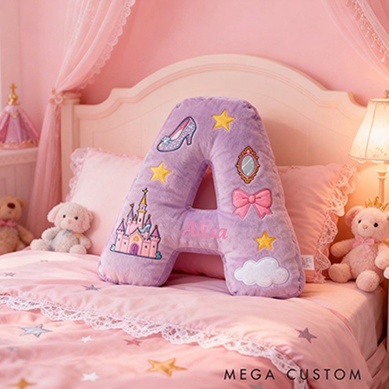 Personalized Colorful 26 Letters Cute Graphic 3D Print Pillow Cute Magic Beautiful Letter Custom Pillow Gift Christmas Gift for Kids