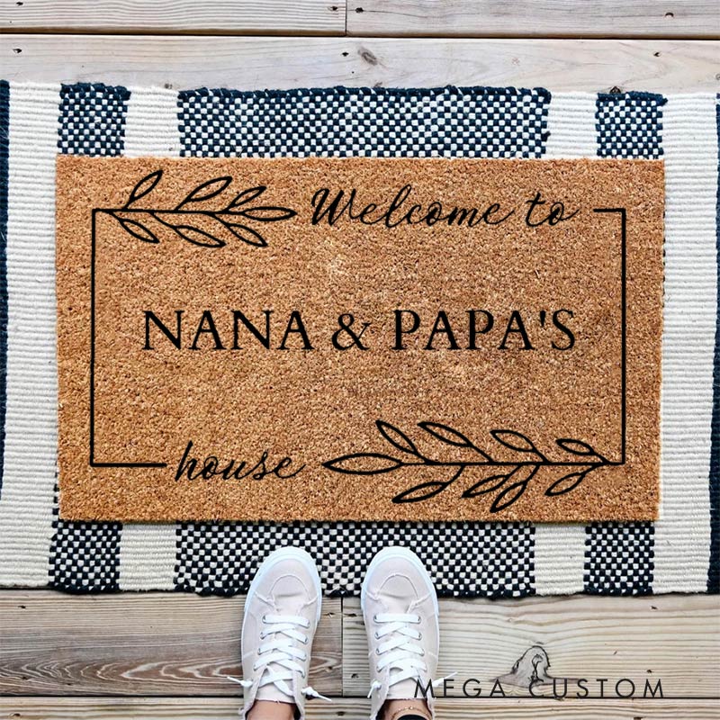 Personalized Welcome Doormat Custom Coir Mat with Name Indoor Outdoor Mat for Grandparent Housewarming New Home Gift 