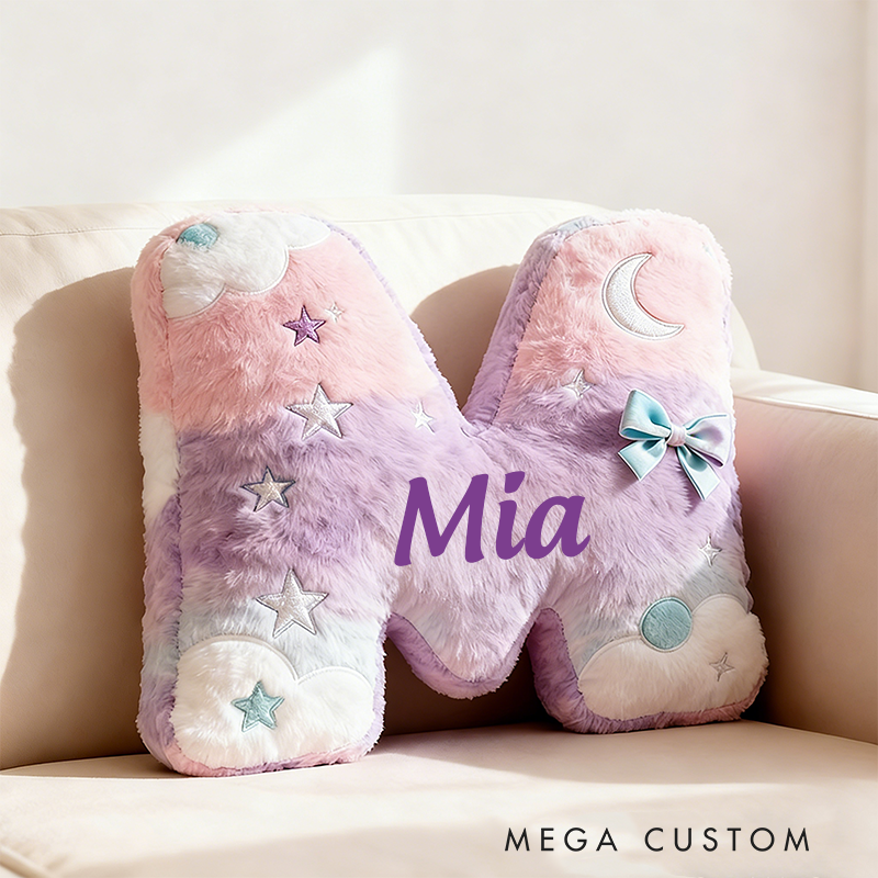 Personalized Colorful 26 Letters Cute Graphic 3D Print Christmas Gift Pillow Cute Magic Beautiful Letter Custom Pillow Gift for Kids