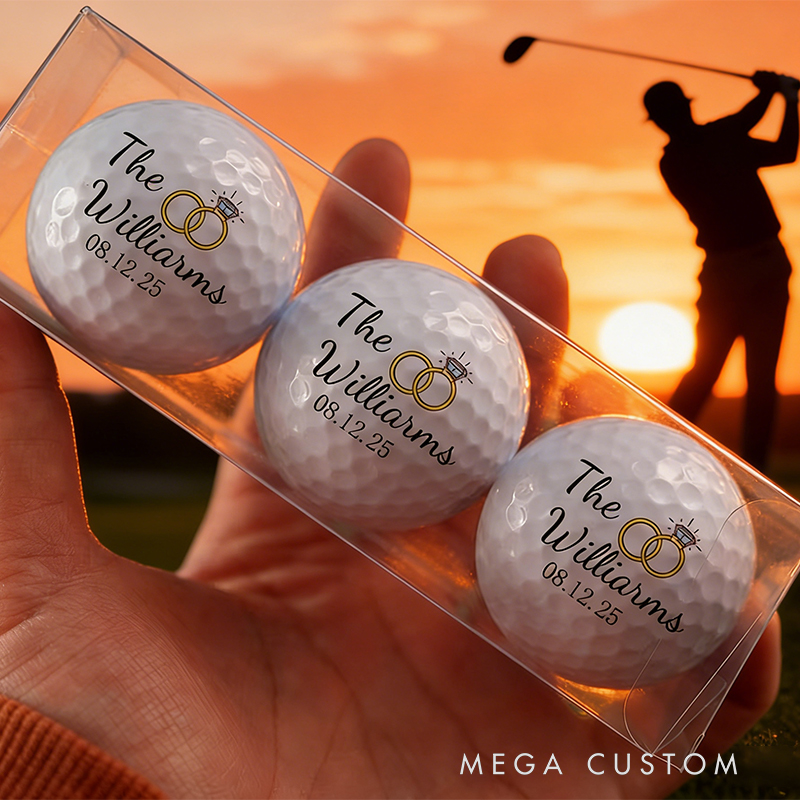 Personalized Wedding Golf Ball with Custom Names and Date for Golf Loving Newlyweds
