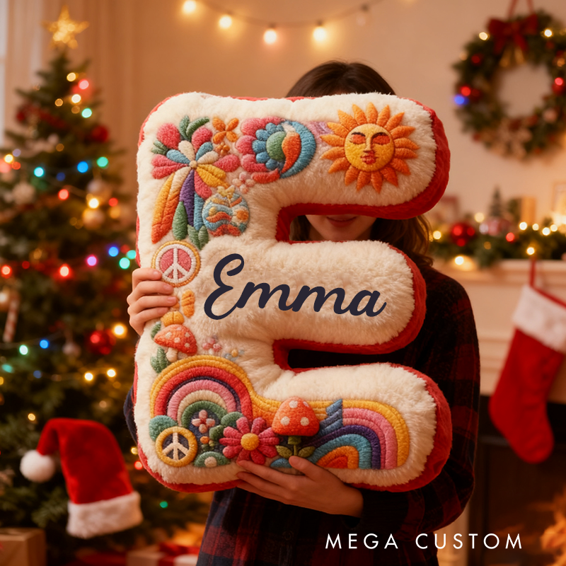 Personalized Colorful 26 Letters Cute Graphic 3D Print Christmas Gift Pillow Beautiful Hippie Letter Custom Hippie Throw Pillow for Kids