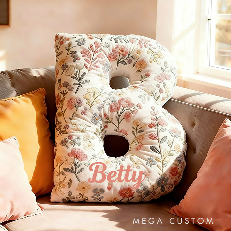 Personalized Flower Letter Pillow with Name Graphic 3D Print Custom Double Sided Pillow Gift for Kids Gardening Lovers Gift