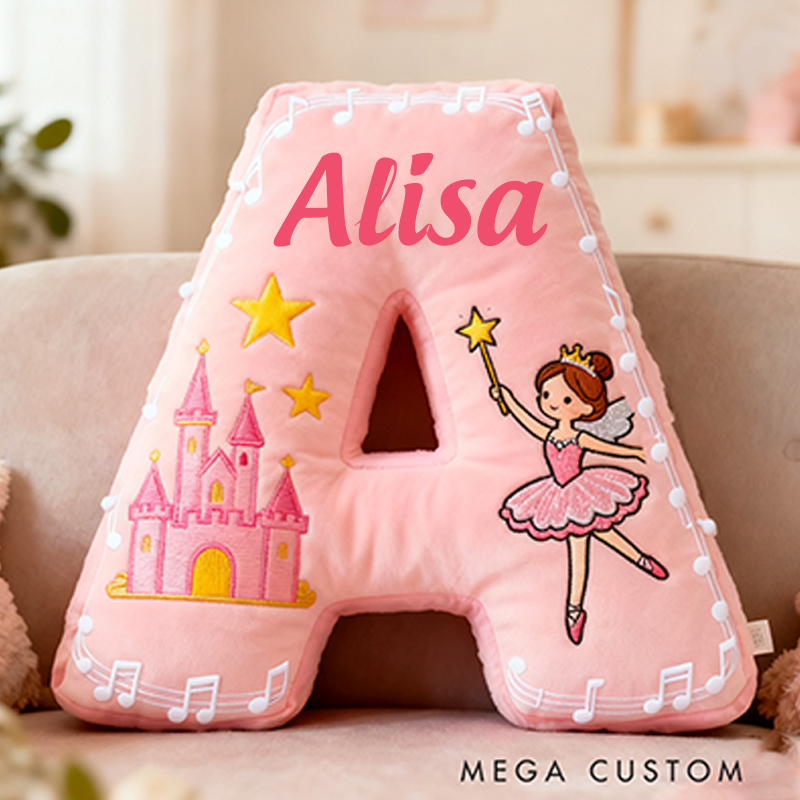 Personalized Colorful 26 Letter Castle Pattern Cute Graphic 3D Print Pillow Cute Magic Beautiful Letter Custom Pillow Gift for Kids