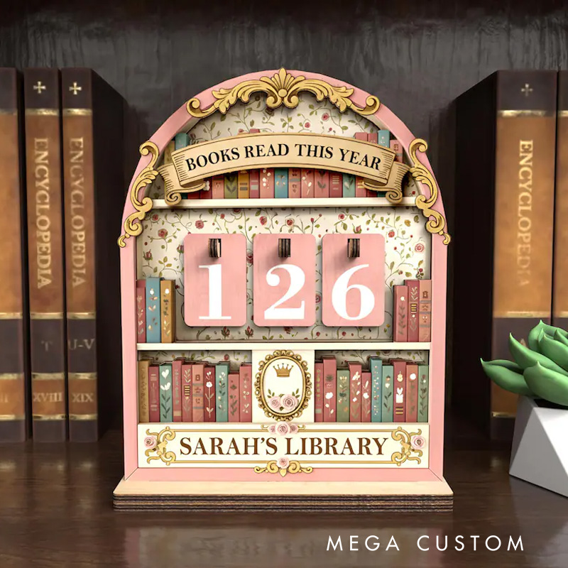 Personalized Books Read This Year Counter Vintage Book Read Tracker with Name Library Sign for Book Lover Bookish Librarian Reader Christmas Gift