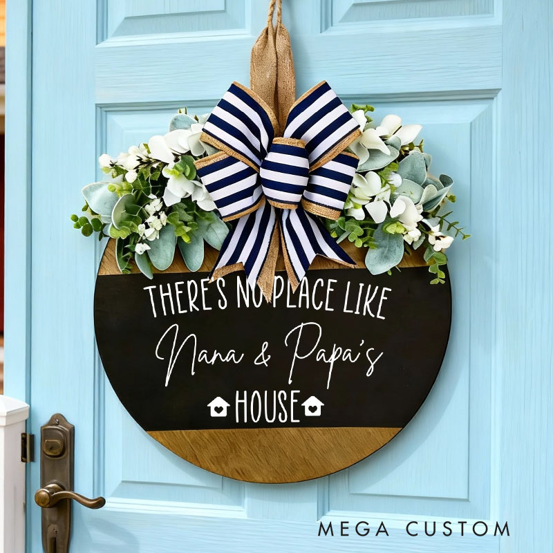 Personalized Wooden Door Sign Custom Gift for Grandparents Decorative Hanging Plaque for Entryway Indoor Outdoor Home Decor Housewarming Gift
