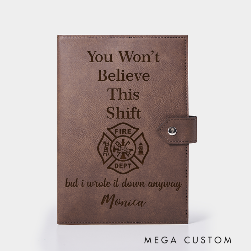 Personalized Firefighter Leather Journal Engraved Firefighter Notebook Custom Name Firefighter Notebook