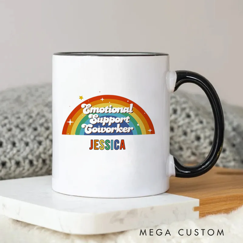 Personalized Retro Emotional Support Coworker Mug for Friends Coworkers