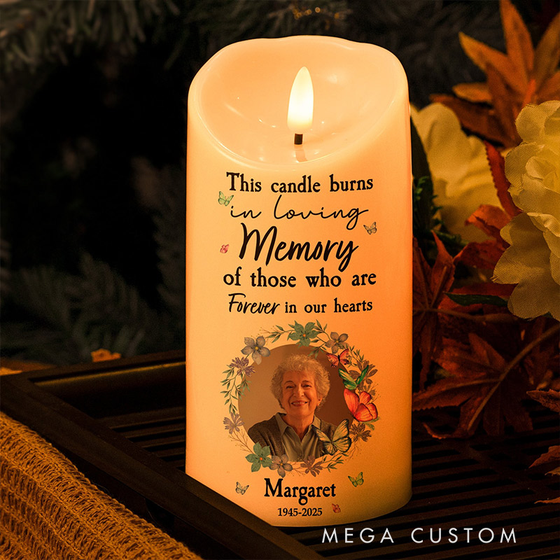 Personalized Photo LED Candle This Candle Burns In Loving Memory Memorial Candle Sympathy Gift for Loss of Loved One