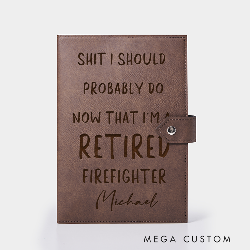 Personalized Firefighter Leather Journal Engraved Firefighter Notebook Custom Name Firefighter Notebook