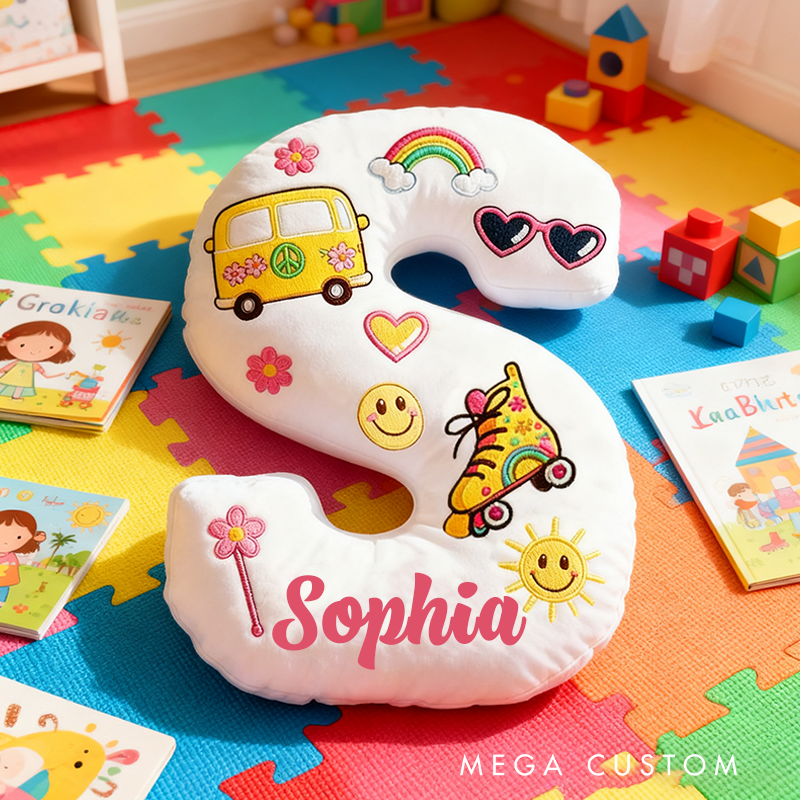 Personalized Colorful 26 Letters Cute Graphic 3D Print Pillow Beautiful Hippie Letter Custom Hippie Pillow